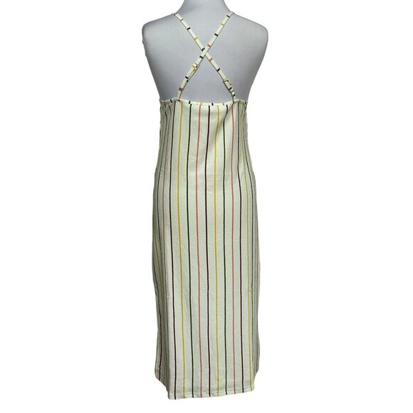 Walter Baker Edgy Cabana Stripe Ezra Midi Dress XL Side Cutouts Contemporary NEW - Picture 5 of 6